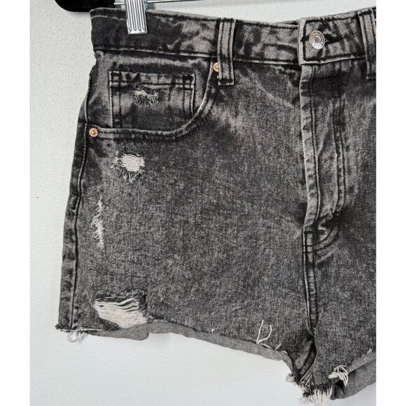 Wild Fable Womens Black Acid Wash Highest Rise Cut Off Shorts Button Fly Size 10 - Picture 3 of 9